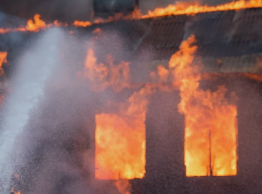 Fire damaged house