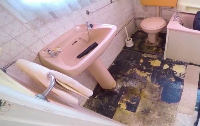 Bathroom of property needing a cash buyer