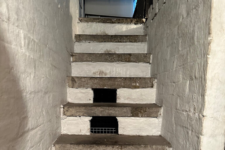 Steps in a flooded basement