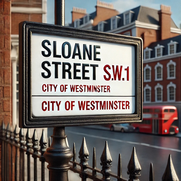 Sloane Street Kensington SW1 street sign