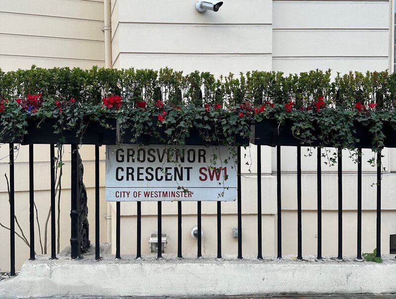 Grosvenor Crescent street sign in Belgravia Grosvenor Crescent in Belgravia
